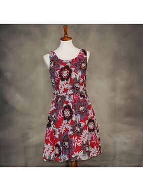 Talbots 100% cotton red floral sundress 6P